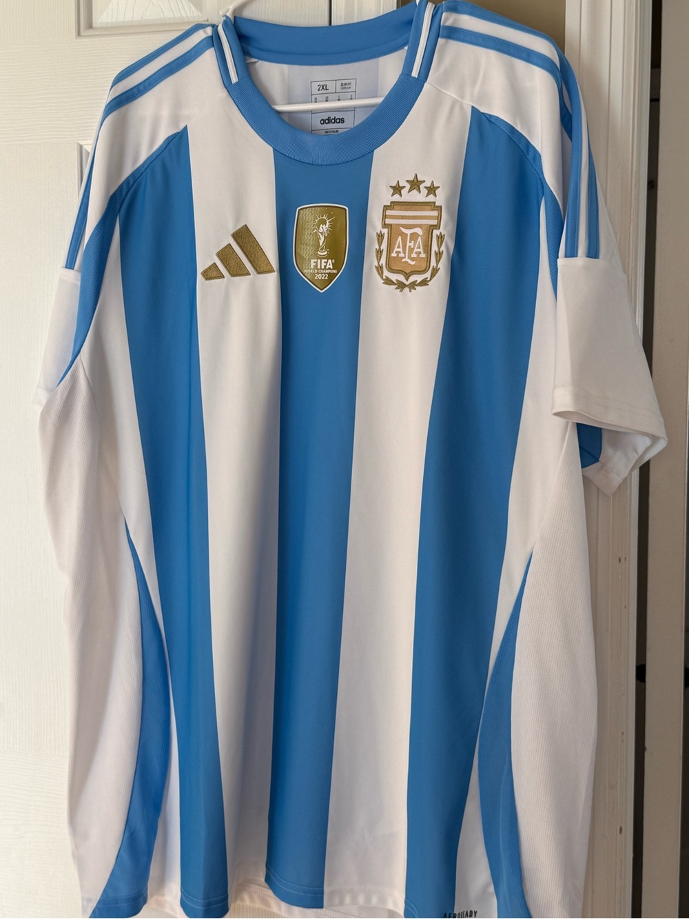 adidas Argentina Soccer Jersey White/Blue FIFA World Champions 2022 size 2XL NEW